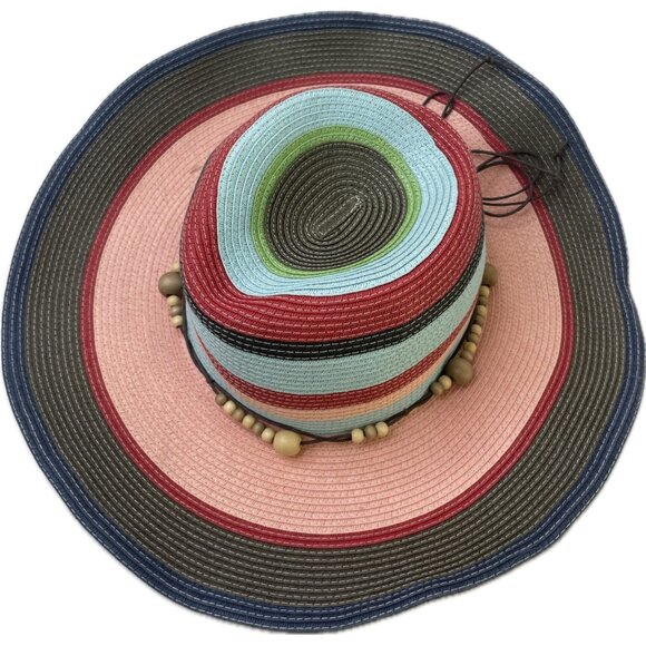 Cynthia Rowley Boho Hippie Wide Brim Sun Hat Multicolor Striped OS - Picture 5 of 7